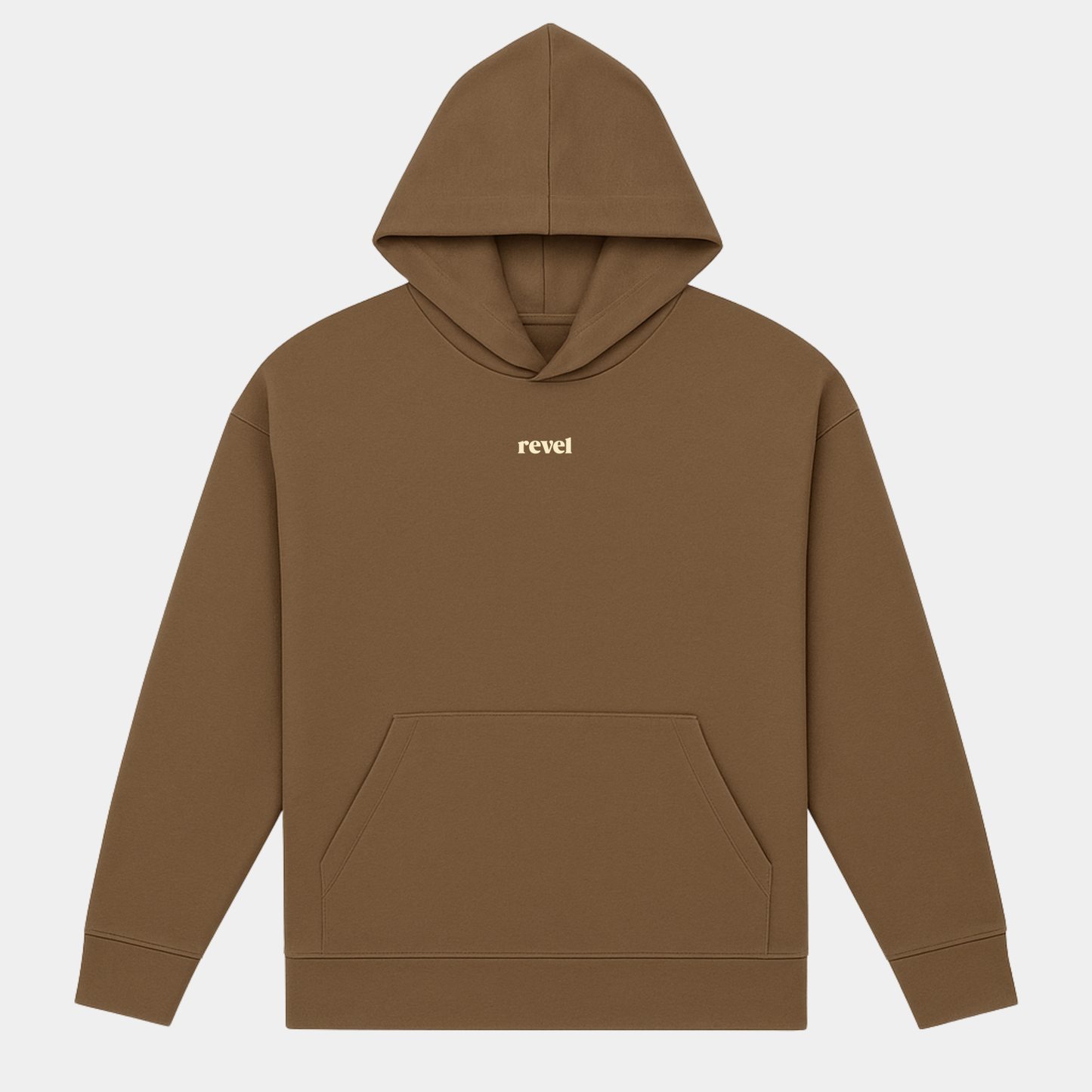 Sudadera marrón de algodón con logo de revelstudios purpose driven en beige