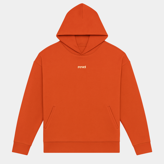 Sudadera naranja de algodón con logo de revelstudios purpose driven en beige