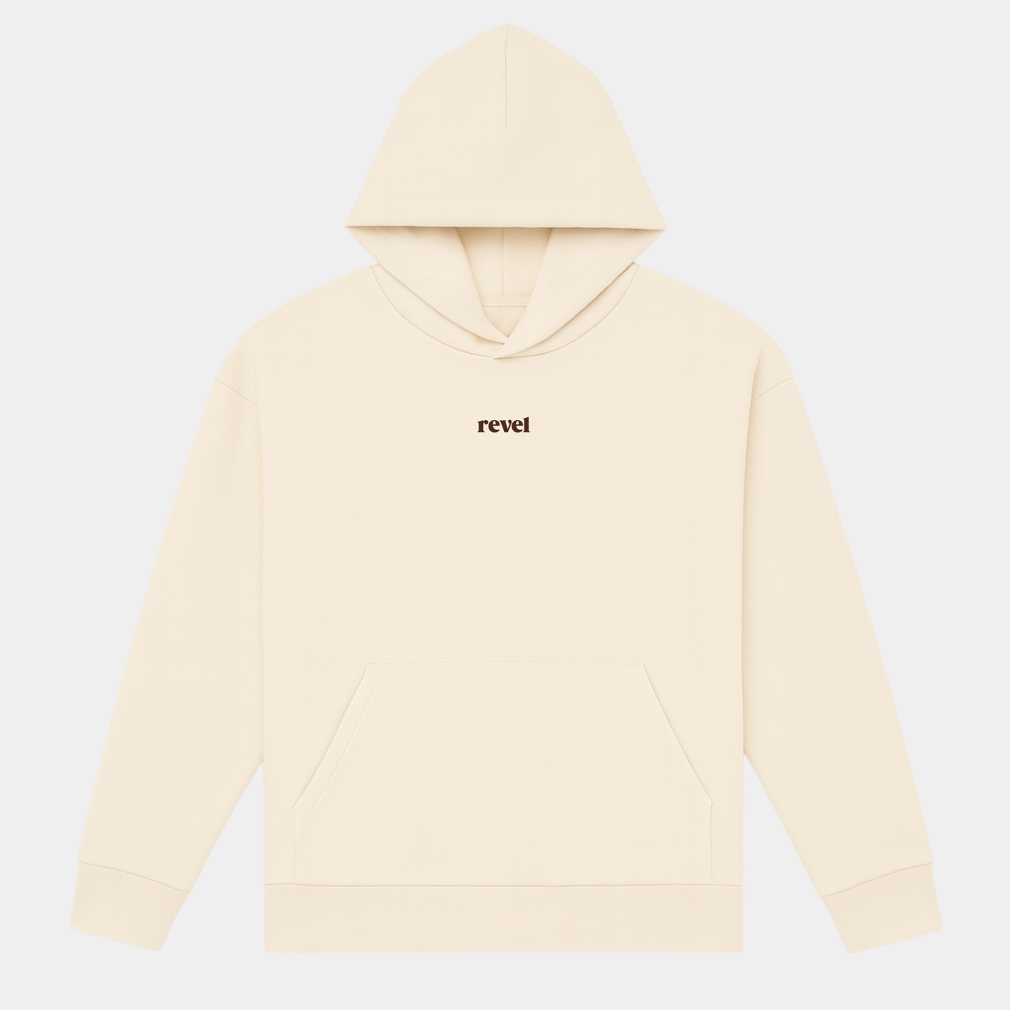 Sudadera beige de algodón con logo de revelstudios purpose driven en marrón