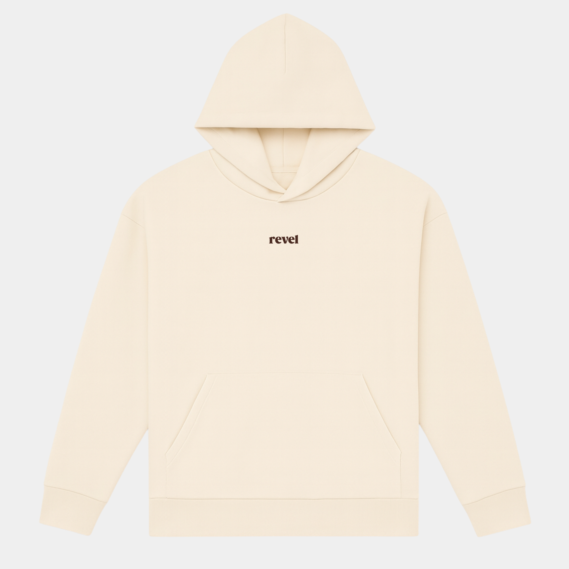 Sudadera beige de algodón con logo de revelstudios purpose driven en marrón