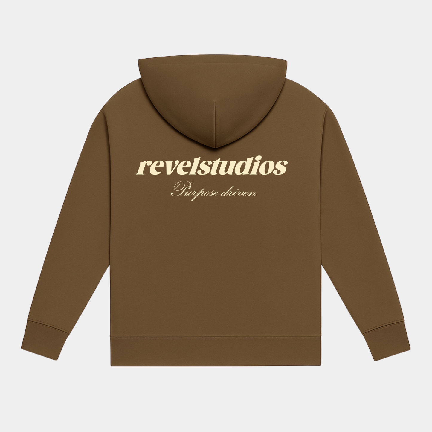 Sudadera marrón de algodón con logo de revelstudios purpose driven en beige