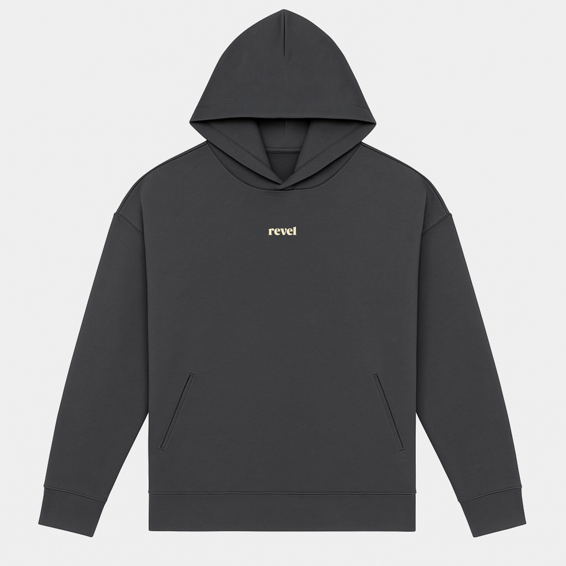 Sudadera gris de algodón con logo de revelstudios purpose driven en beige