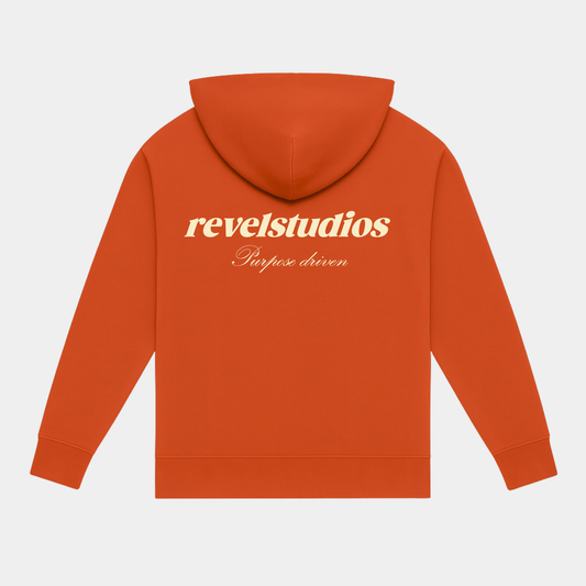 Sudadera naranja de algodón con logo de revelstudios purpose driven en beige