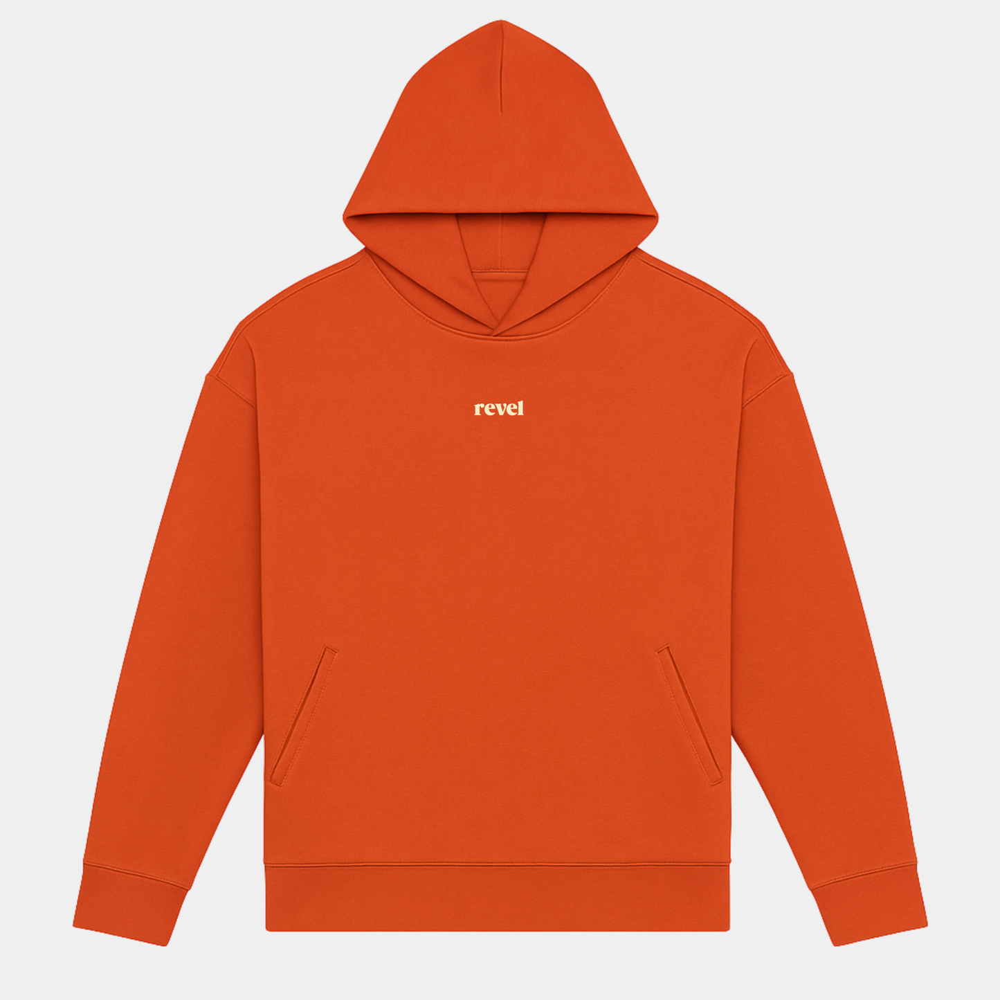 Sudadera naranja de algodón con logo de revelstudios purpose driven en beige