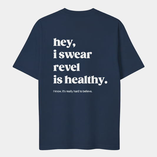 revel is healthy oversize tee en su versión azul